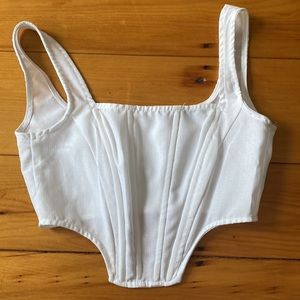 SHEIN Size S White Corset Top Zipper Closure Boning Tank